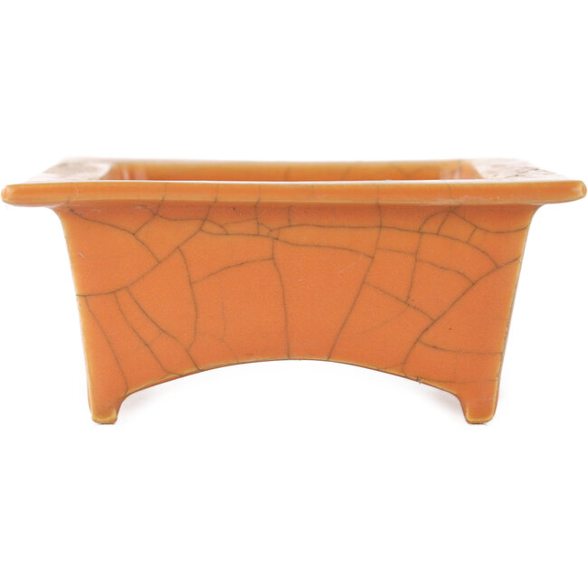 Maceta rectangular para bonsái craquelé naranja de Fuka - 150 x 105 x 45 mm