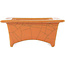 Rectangular orange craquelé bonsai pot by Fuka - 150 x 105 x 45 mm