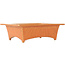 Rectangular orange craquelé bonsai pot by Fuka - 150 x 105 x 45 mm