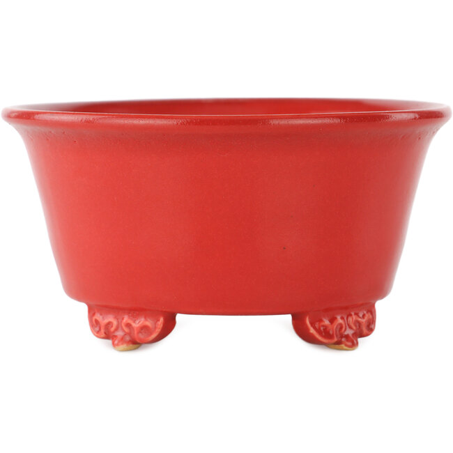 Round red bonsai pot by Fuka - 140 x 140 x 70 mm