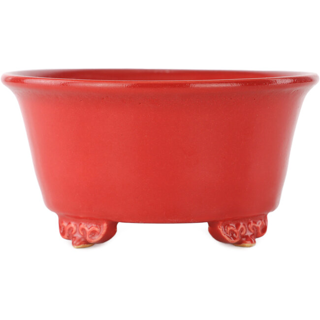 Round red bonsai pot by Fuka - 140 x 140 x 70 mm