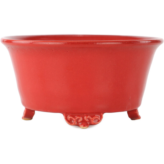 Ronde rode bonsai pot van Fuka - 140 x 140 x 70 mm