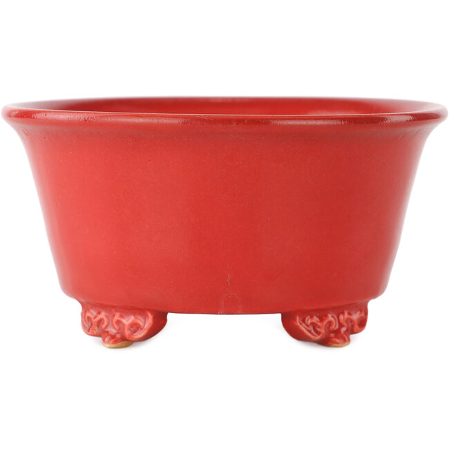 Round red bonsai pot by Fuka - 140 x 140 x 70 mm