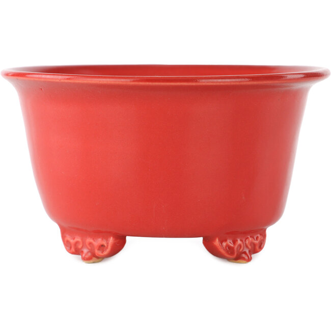 Round red bonsai pot by Fuka - 140 x 140 x 70 mm