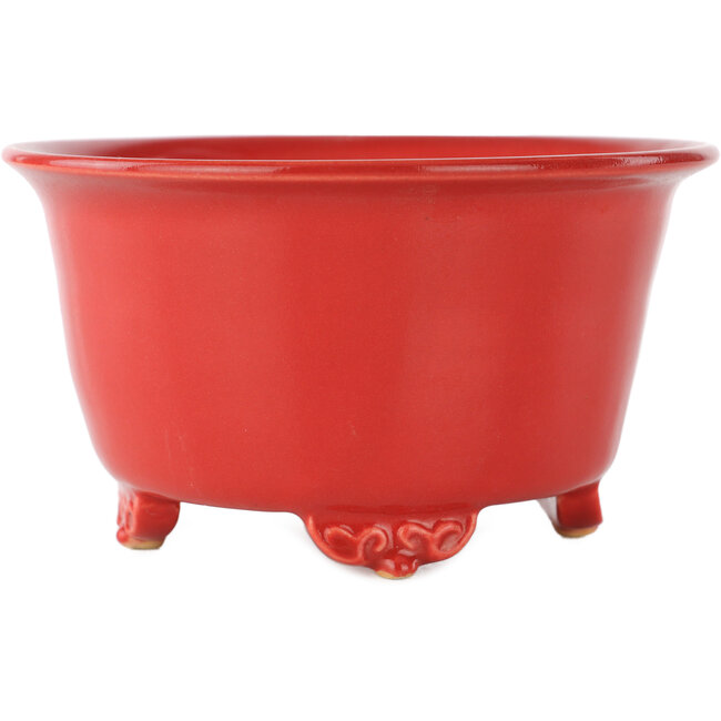 Ronde rode bonsai pot van Fuka - 140 x 140 x 70 mm