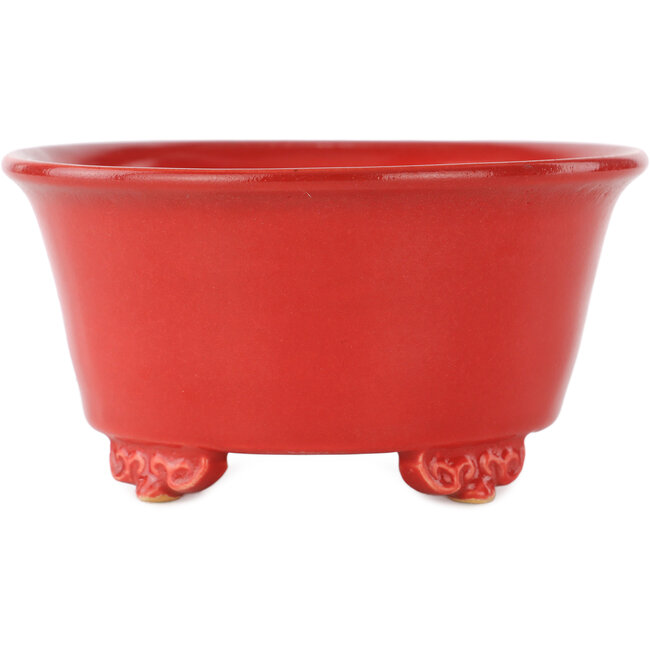 Vaso bonsai rotondo rosso di Fuka - 140 x 140 x 70 mm
