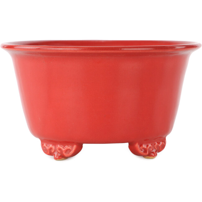 Vaso bonsai rotondo rosso di Fuka - 140 x 140 x 70 mm