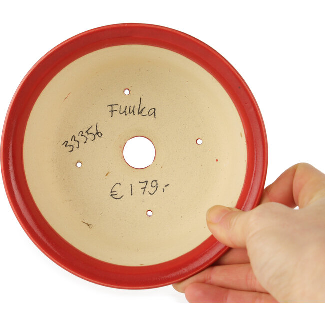 Pot à bonsaï rond rouge de Fuka - 140 x 140 x 70 mm