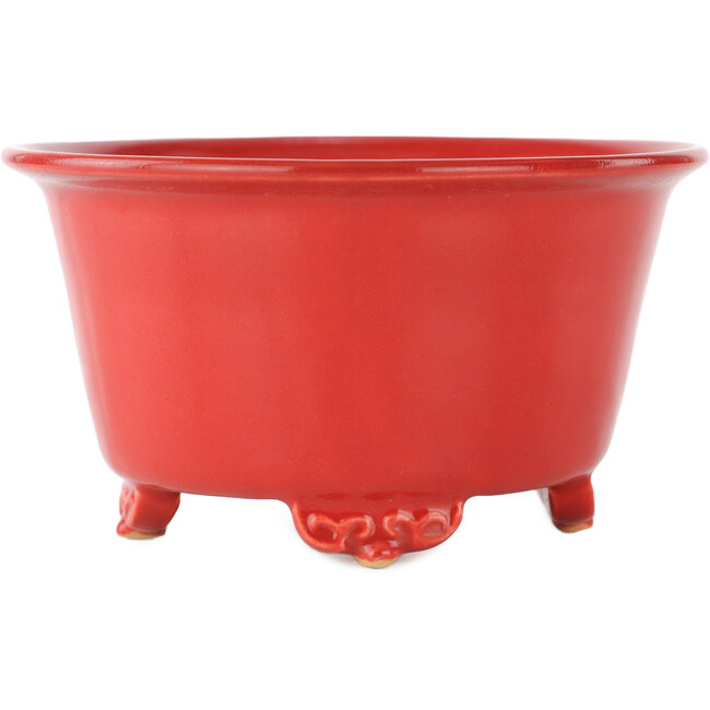 Pot à bonsaï rond rouge de Fuka - 140 x 140 x 70 mm