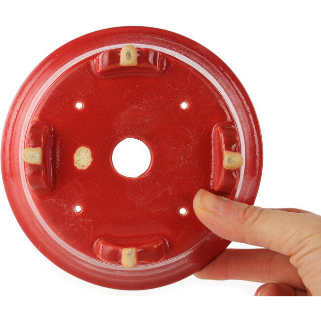 Pot à bonsaï rond rouge de Fuka - 140 x 140 x 70 mm