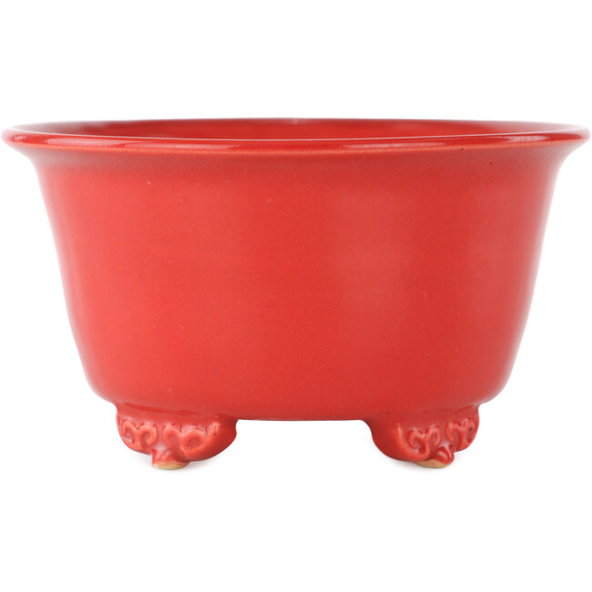 Round red bonsai pot by Fuka - 140 x 140 x 70 mm