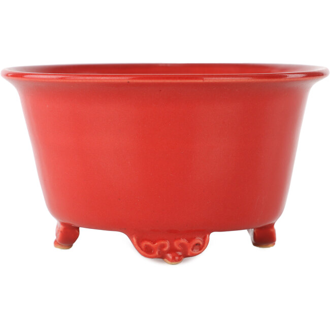 Round red bonsai pot by Fuka - 140 x 140 x 70 mm