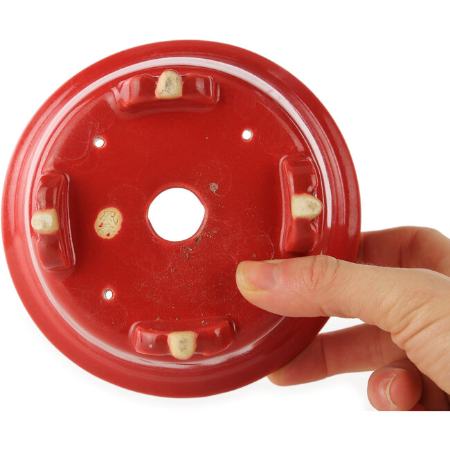 Round red bonsai pot by Fuka - 140 x 140 x 70 mm