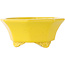 Pot à bonsaï octogonal craquelé jaune de Shozan - 130 x 130 x 57 mm