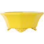 Pot à bonsaï octogonal craquelé jaune de Shozan - 130 x 130 x 57 mm