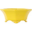 Pot à bonsaï octogonal craquelé jaune de Shozan - 130 x 130 x 57 mm