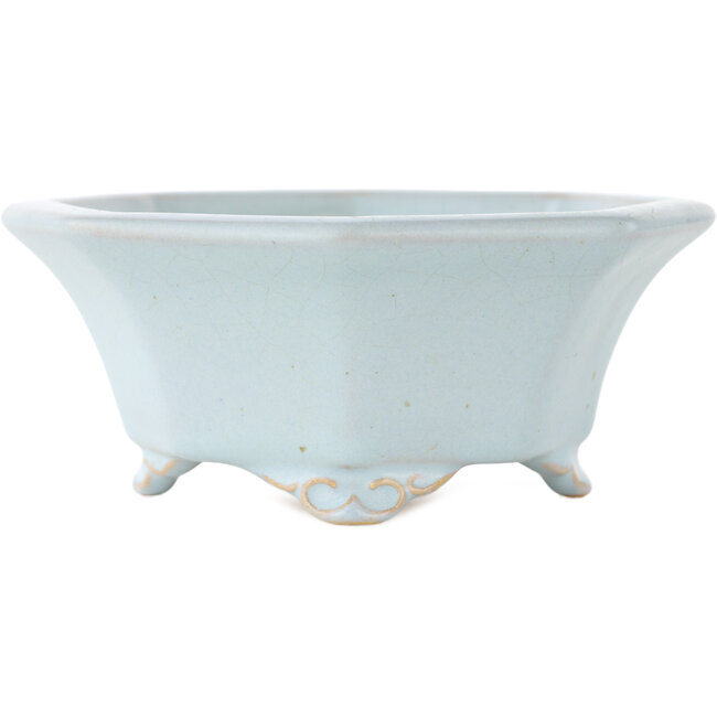 Pot à bonsaï octogonal bleu de Shozan - 130 x 130 x 55 mm