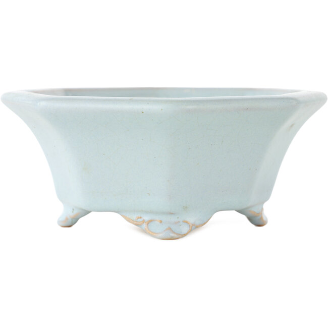 Pot à bonsaï octogonal bleu de Shozan - 130 x 130 x 55 mm