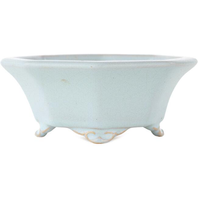 Pot à bonsaï octogonal bleu de Shozan - 130 x 130 x 55 mm