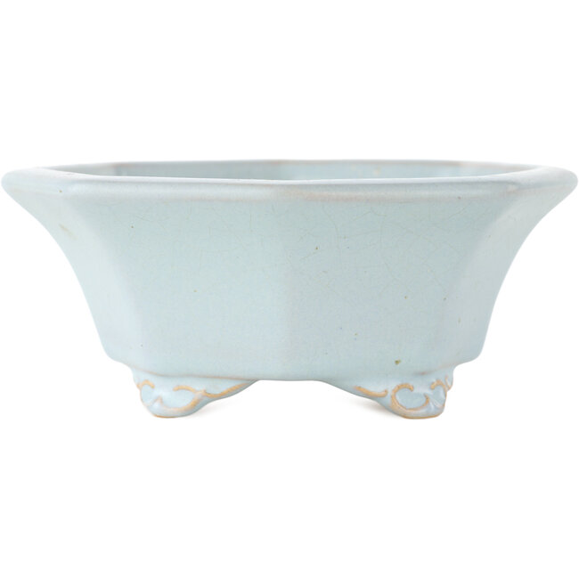 Octagonal blue bonsai pot by Shozan - 130 x 130 x 55 mm