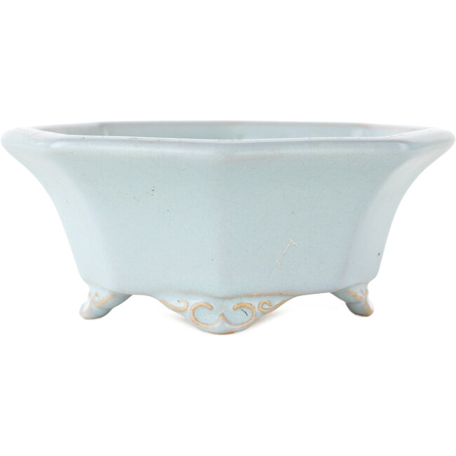 Pot à bonsaï octogonal bleu de Shozan - 130 x 130 x 55 mm