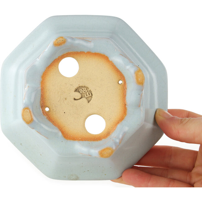 Pot à bonsaï octogonal bleu de Shozan - 130 x 130 x 55 mm