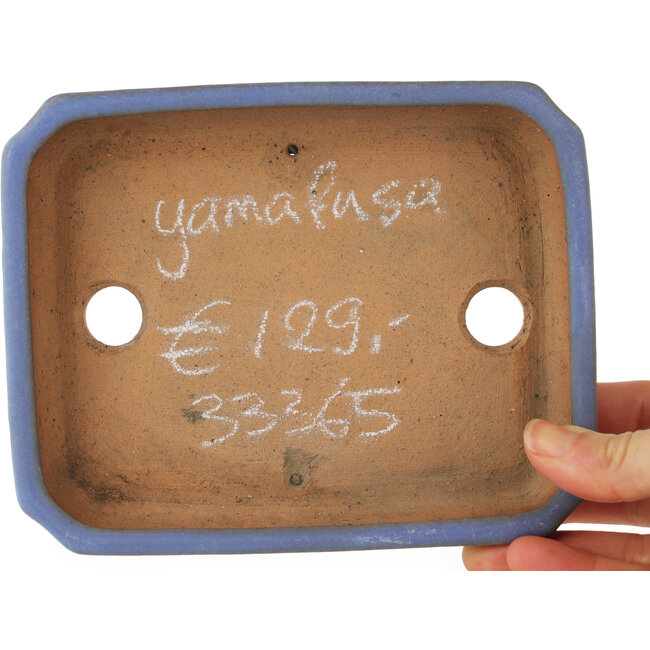 Rechthoekige blauwe bonsai pot van Yamafusa - 160 x 130 x 30 mm