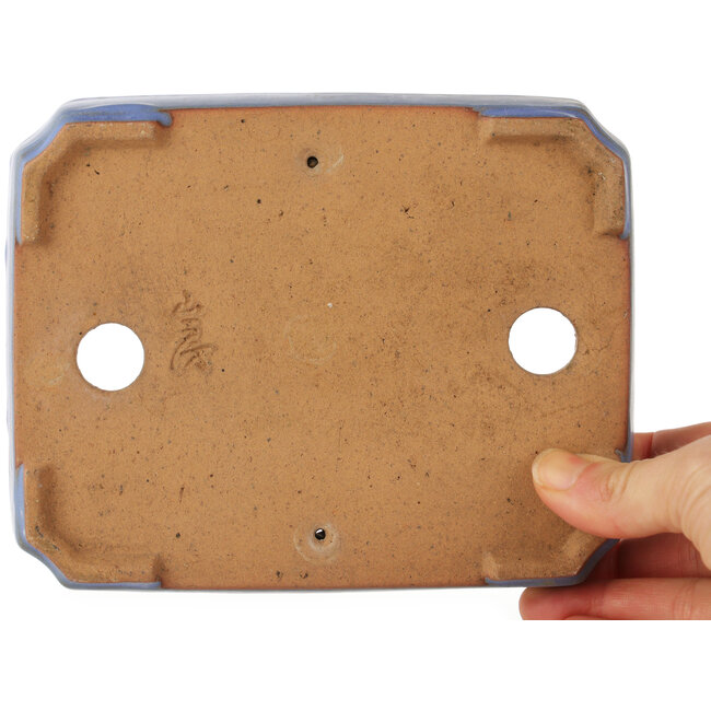 Pot à bonsaï rectangulaire bleu de Yamafusa - 160 x 130 x 30 mm