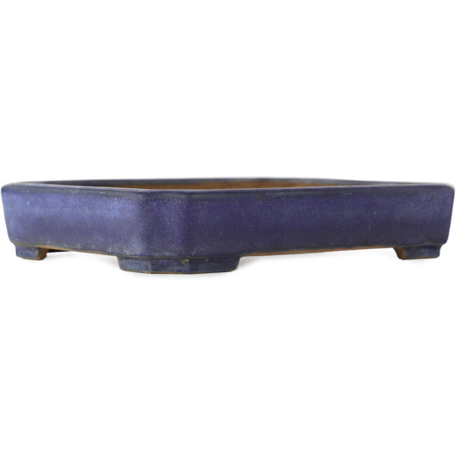 Rectangular blue bonsai pot by Yamafusa - 157 x 125 x 30 mm