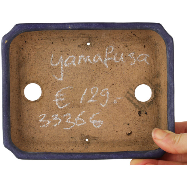 Rectangular blue bonsai pot by Yamafusa - 157 x 125 x 30 mm