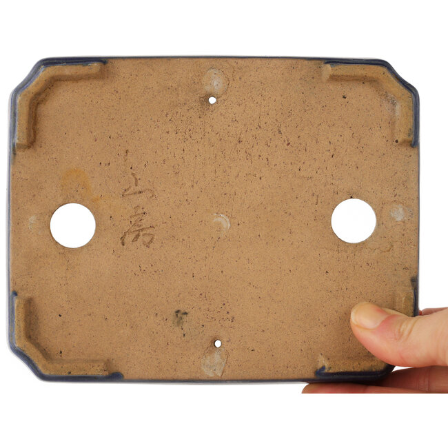 Maceta rectangular azul para bonsái de Yamafusa - 157 x 125 x 30 mm