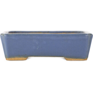  Hattori Tomoyuki 130 mm rectangular blue bonsai pot by Hattori, Tokoname, Japan