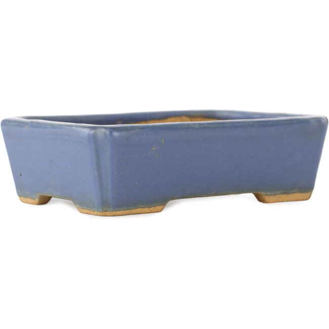 Rechthoekige blauwe bonsai pot van Hattori - 130 x 90 x 40 mm