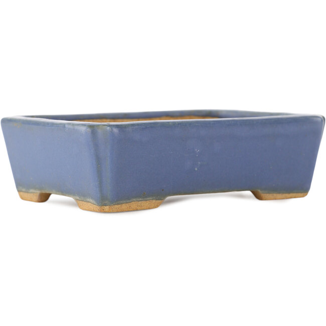 Rechthoekige blauwe bonsai pot van Hattori - 130 x 90 x 40 mm