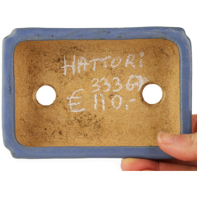 Maceta rectangular azul para bonsái de Hattori - 130 x 90 x 40 mm