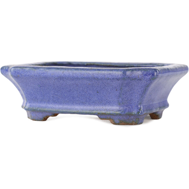 Rectangular blue bonsai pot by Hattori - 145 x 110 x 45 mm