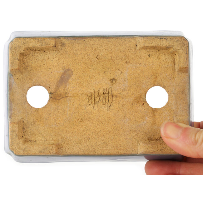 Rechthoekige blauwe bonsai pot van Hattori - 130 x 90 x 40 mm