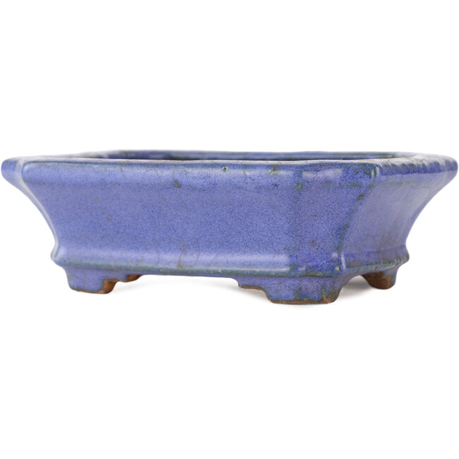 Rechthoekige blauwe bonsai pot van Hattori - 145 x 110 x 45 mm