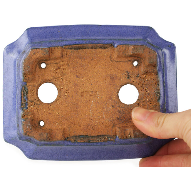 Maceta rectangular azul para bonsái de Hattori - 145 x 110 x 45 mm