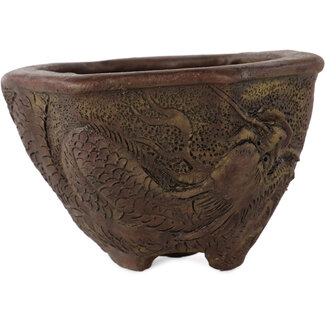 Tani Ranzan Pot à bonsaï hexagonal non émaillé de 90 mm par Tani Ranzan, Japon