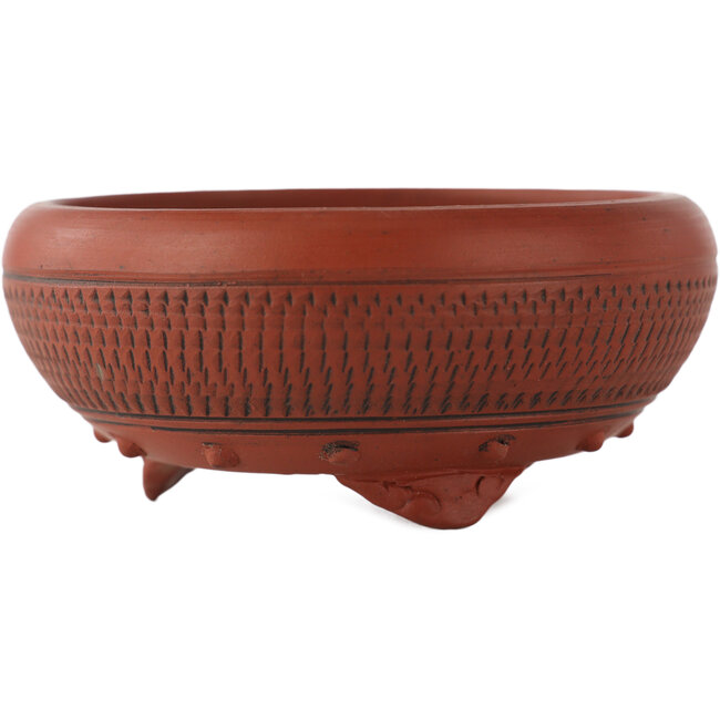 Ronde ongeglazuurde bonsaipot van Bigei - 70 x 70 x 30 mm