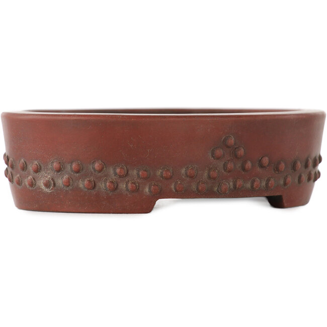 Oval unglazed bonsai pot by Bigei - 93 x 70 x 25 mm