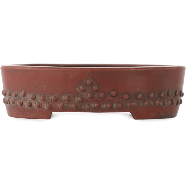 Oval unglazed bonsai pot by Bigei - 93 x 70 x 25 mm