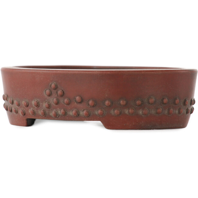 Oval unglazed bonsai pot by Bigei - 93 x 70 x 25 mm