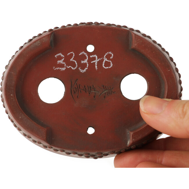 Maceta para bonsái ovalada sin esmaltar de Bigei - 93 x 70 x 25 mm