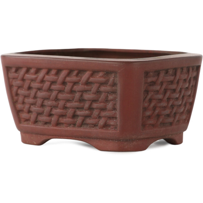 Rectangular unglazed bonsai pot by Bigei - 97 x 80 x 50 mm