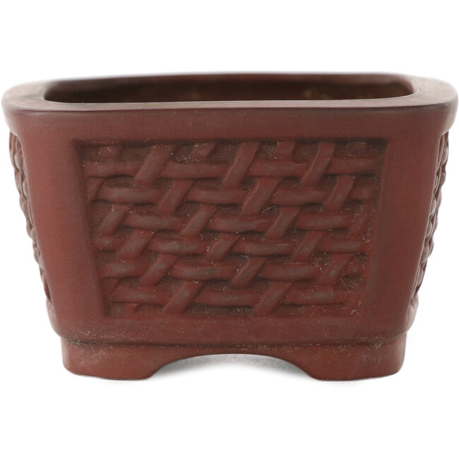 Rectangular unglazed bonsai pot by Bigei - 97 x 80 x 50 mm