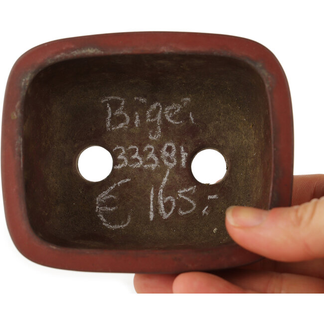 Pot à bonsaï rectangulaire non émaillé de Bigei - 97 x 80 x 50 mm