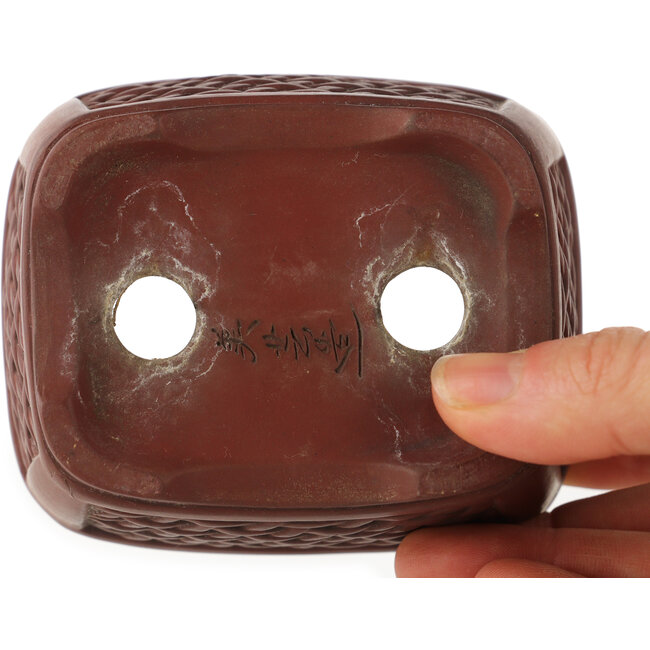 Maceta rectangular sin esmaltar para bonsái de Bigei - 97 x 80 x 50 mm
