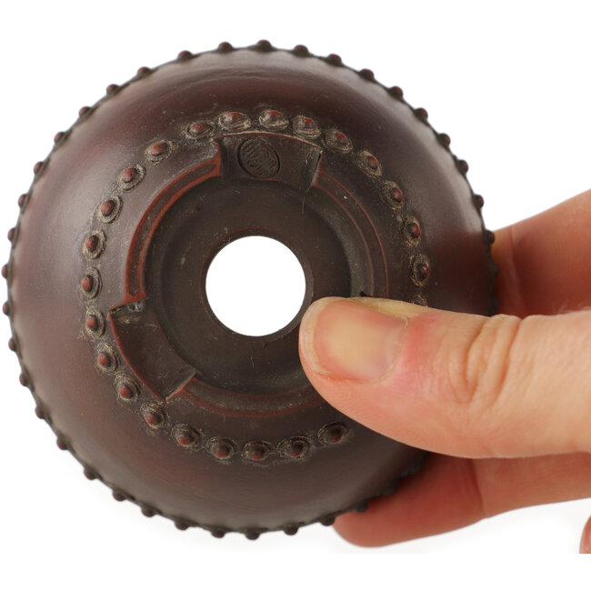 Ronde ongeglazuurde bonsaipot van Bigei - 73 x 73 x 38 mm